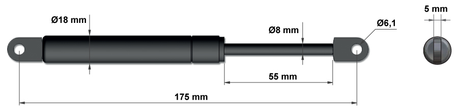 Plynové vzpery pre kuchynské skrinky - Model 2b