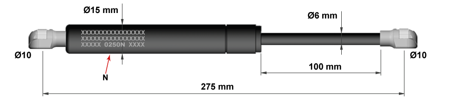 Plynové vzpery pre kuchynské skrinky - Model 1b